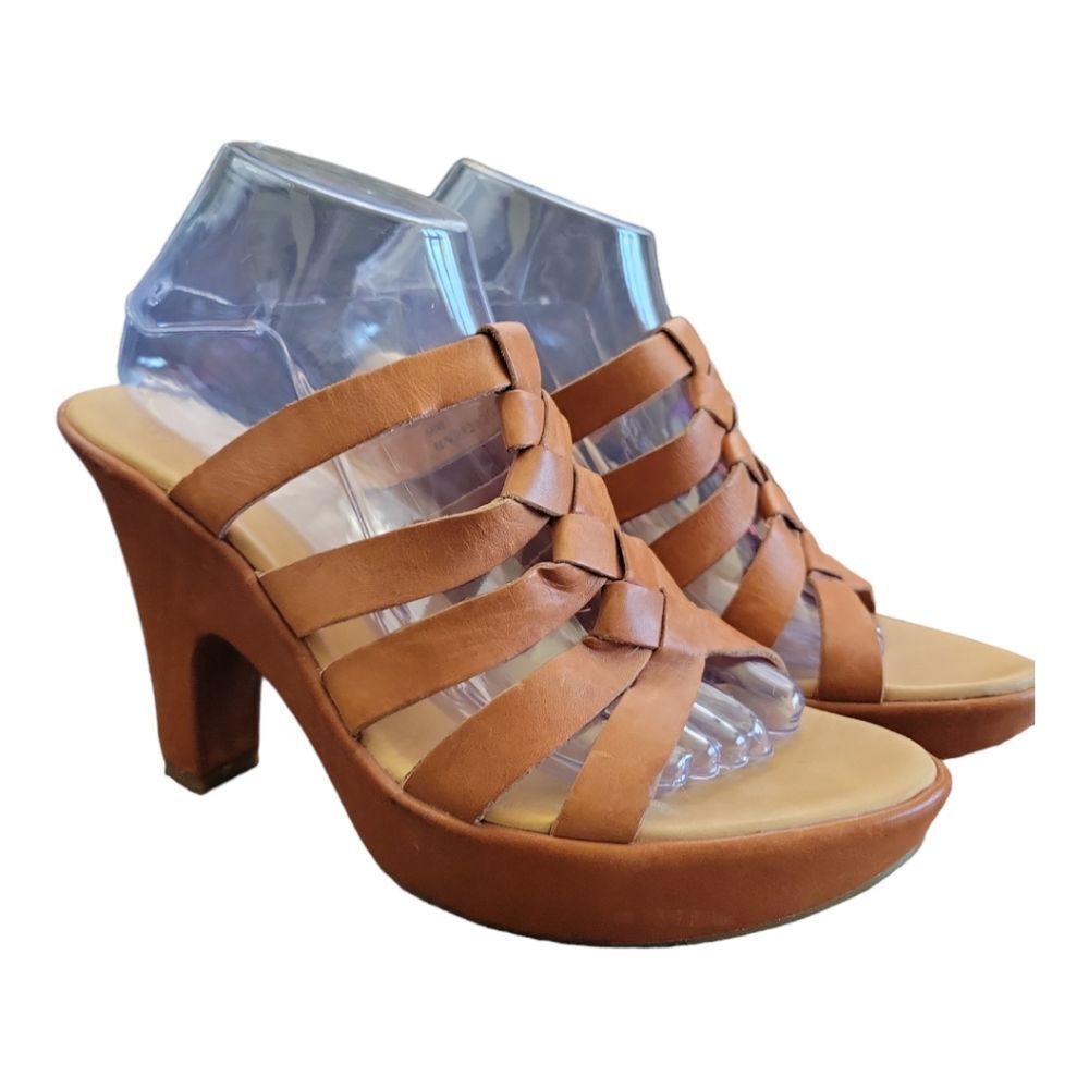 Kork-ease Tan Strappy Platform Sandals Size 9